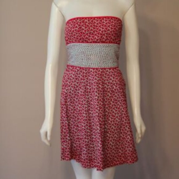 Free People Dresses Free People Redblue Ditsy Floral Leaf Sash Tube